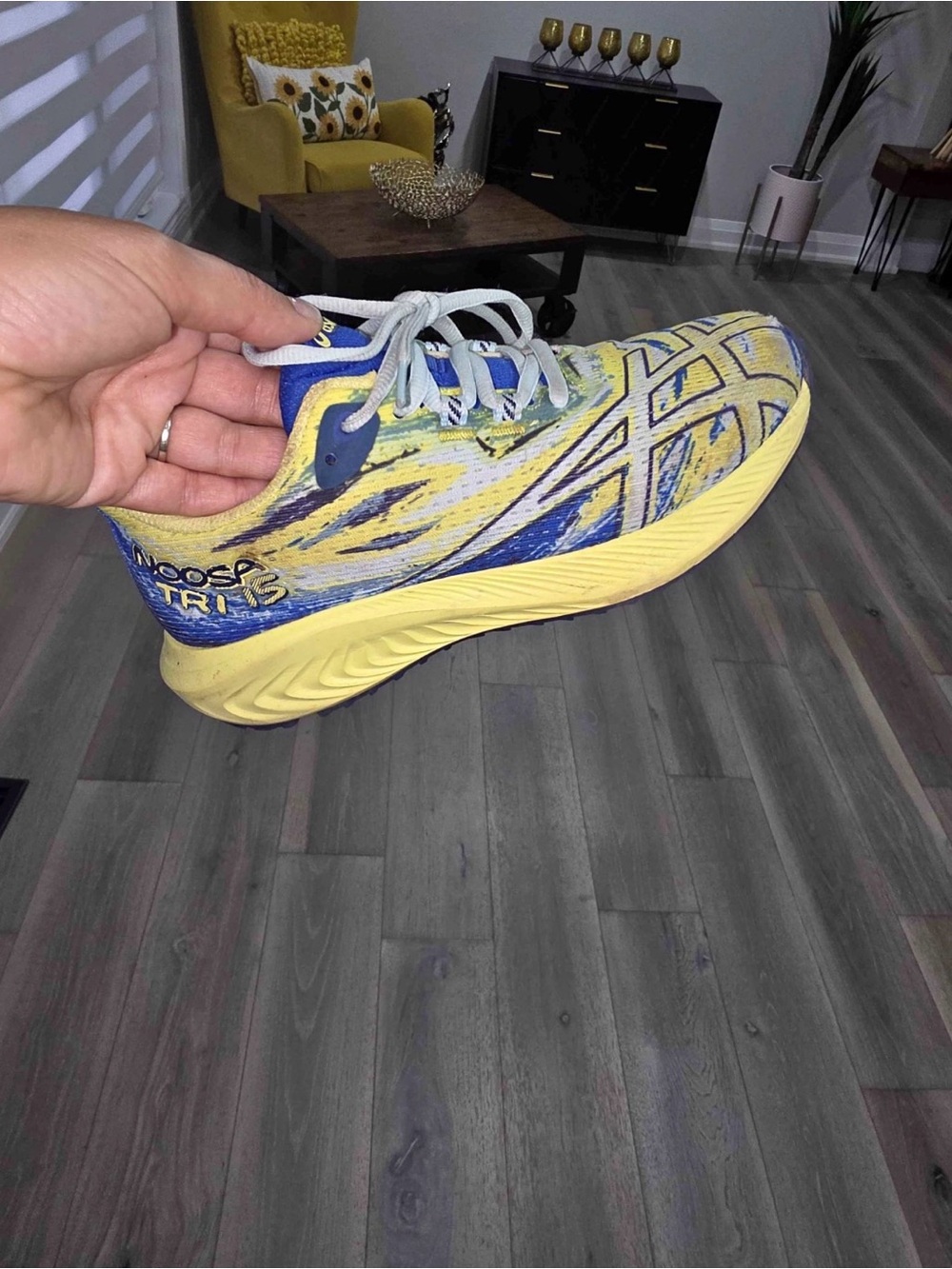 Asics Kids Athletic Shoe in Yellow and Blue
